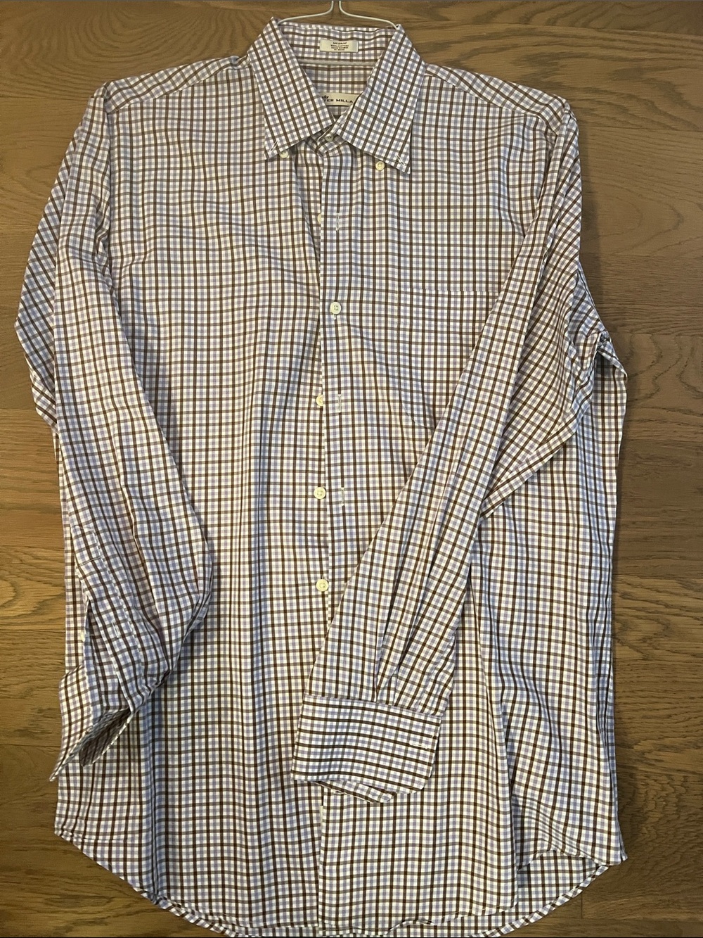 Peter Millar purple  and Brown Checked Button-Up Dress Shirt